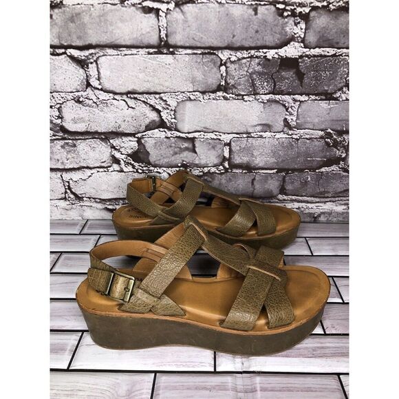 Kork-Ease Olive Green Leather Platform Wedge Ankle Strap Sandals Women Sz 7M US - Picture 6 of 16